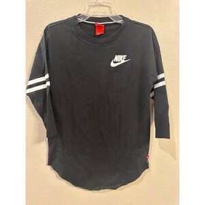 Nike‎ Women's Long Sleeve Baseball T-Shirt Top Black and White